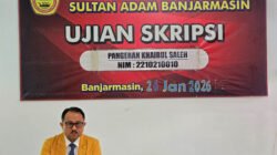 Pangeran Khairul Saleh saat menjalani sidang skripsi di STIH Sultan Adam Banjarmasin.