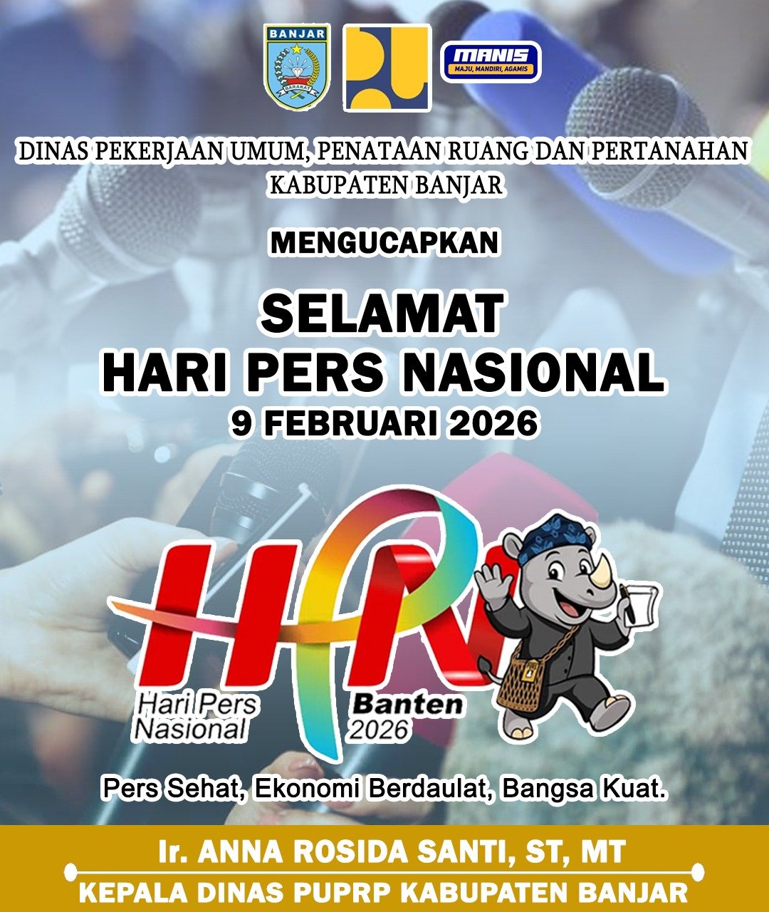 Ir Anna Rosida Santi ST MT Dinas PUPRP Kabupaten Banjar Mengucapkan Selamat Hari Pers Nasional 9 Februari 2026
