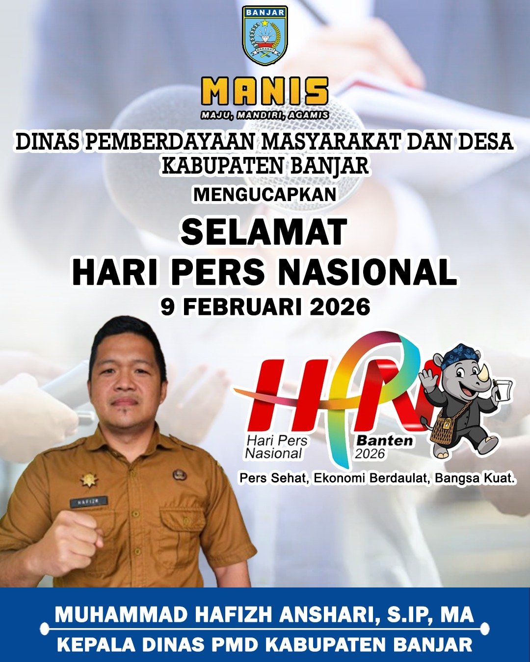 Muhammad Hafizh Anshari Dinas PMD Kabupaten Banjar Mengucapkan Selamat Hari Pers Nasional 9 Februari 2026