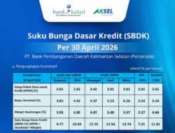 Bank Kalsel Rilis Suku Bunga Dasar Kredit Terbaru Per 30 April 2026
