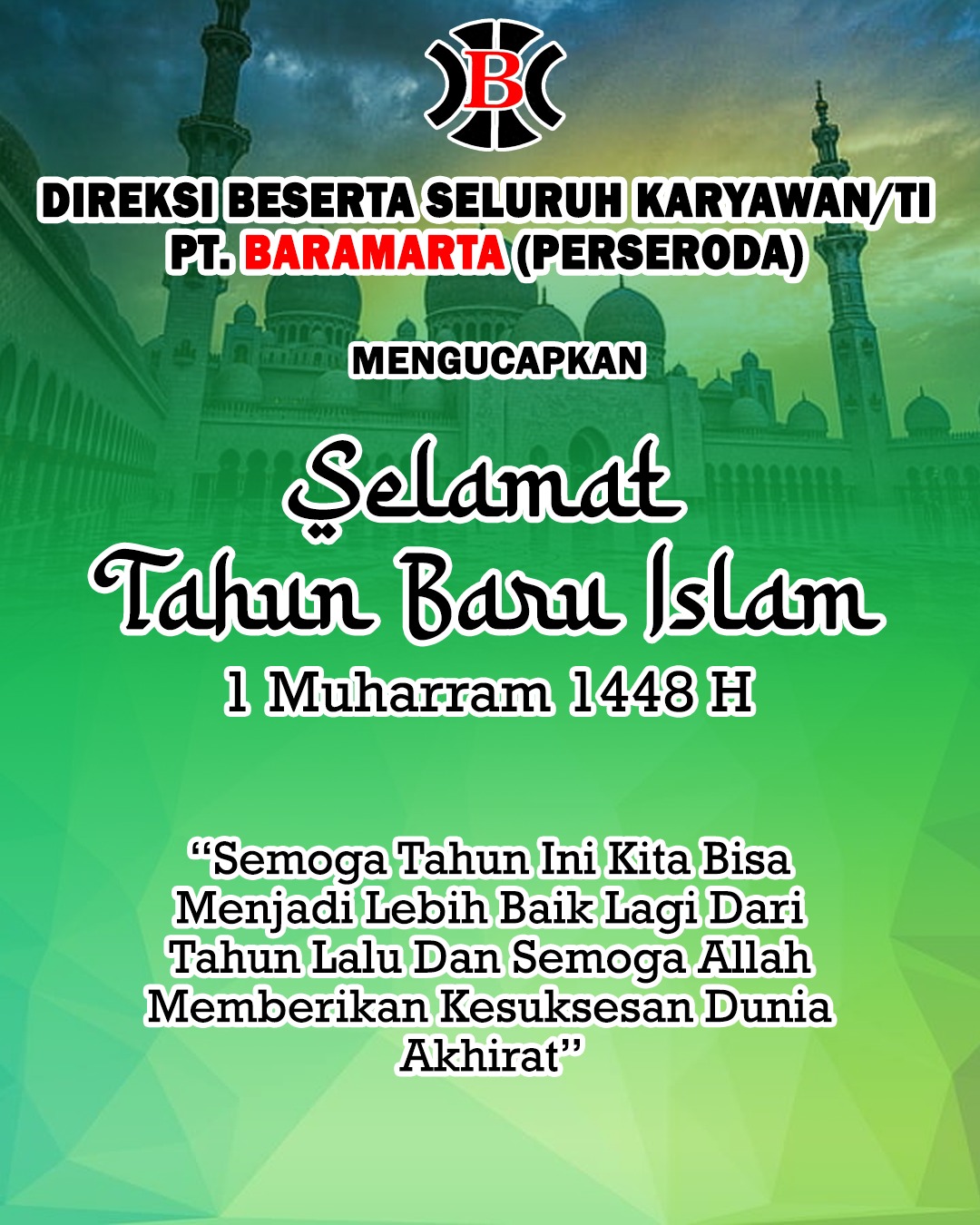 PT Baramarta Perseroda Mengucapkan Selamat Tahun Baru Islam 1 Muharram 1448 Hijriah