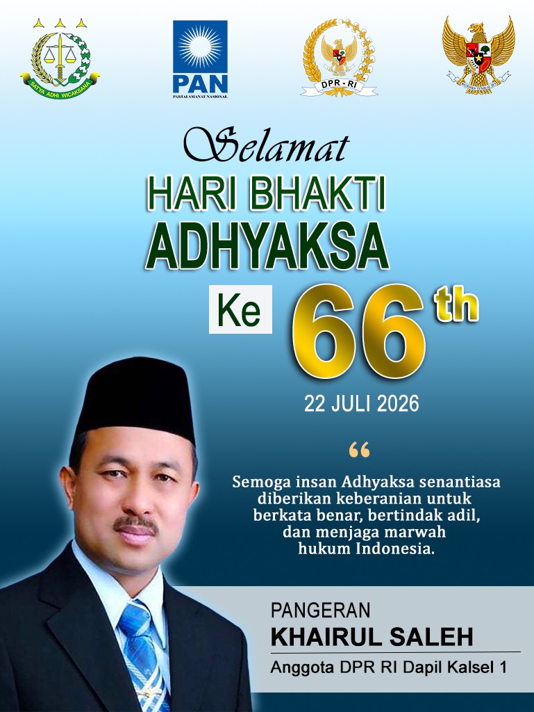 Ir H Pangeran Khairul Saleh Mengucapkan Selamat Hari Bhakti Adhyaksa 22 Juli 2026
