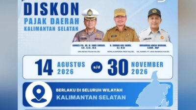 Pajak Kendaraan Kalsel 2026; Denda Dihapus, PKB Diskon 10 hingga 20 Persen, Mutasi Luar Daerah 50 Persen