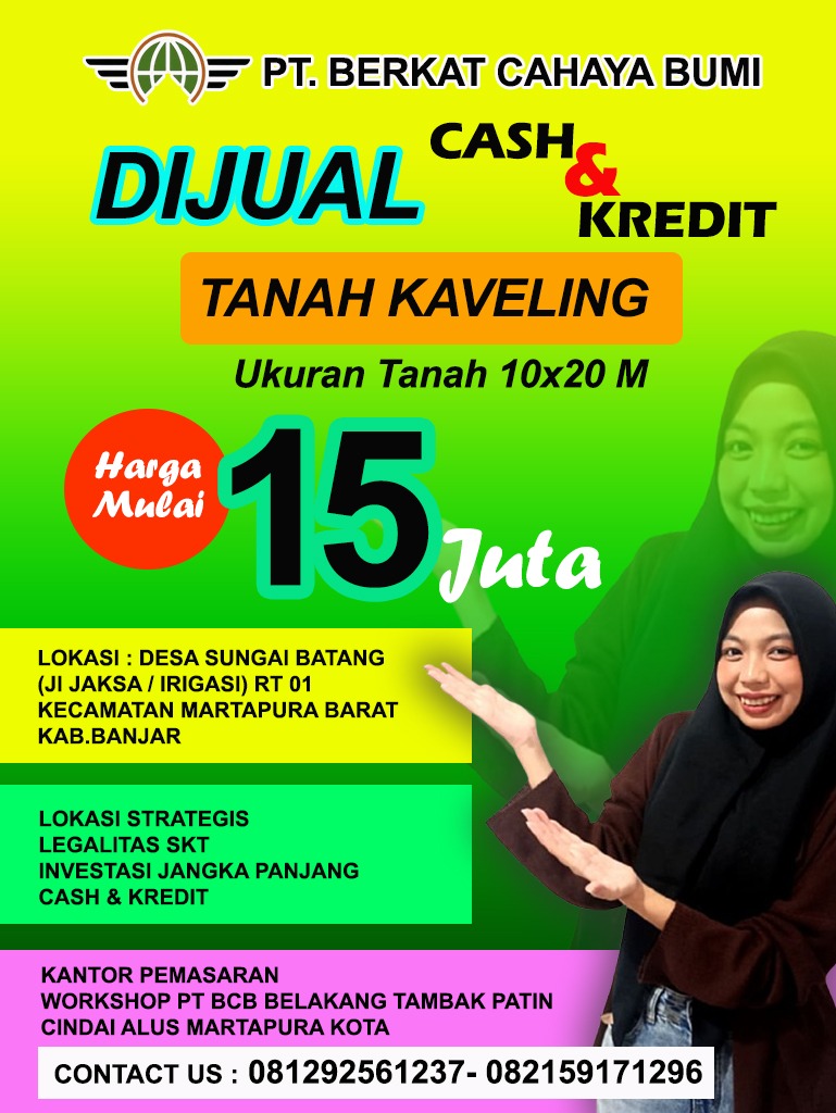 PT Berkat Cahaya Bumi Dijual Tanah Keveling Cash dan Kredit